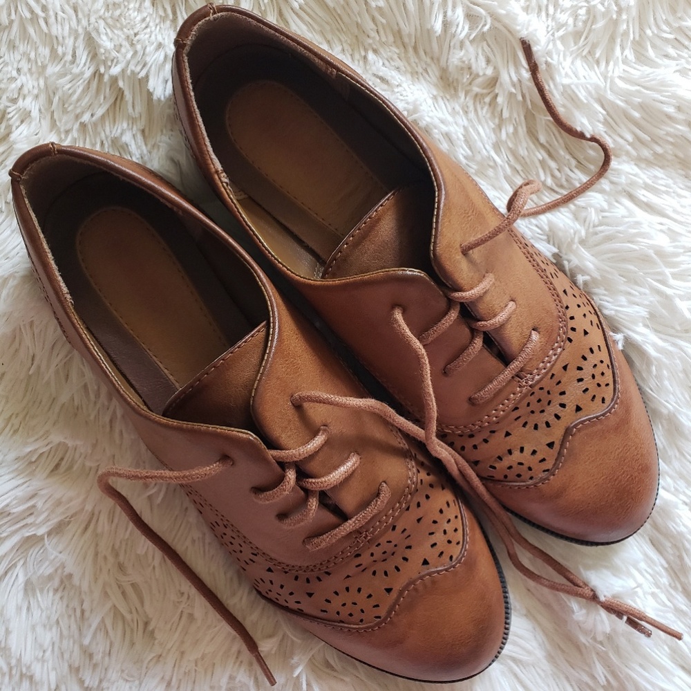 Faux Leather Oxfords
